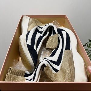 Acne Studios black white stripe sock sneakers